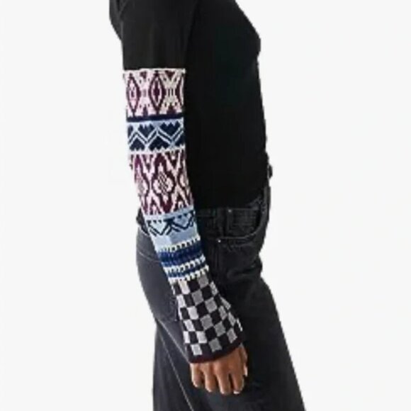 We The Free Mikah Layering Cuff Shirt Black Knit Sleeves - Picture 3 of 12